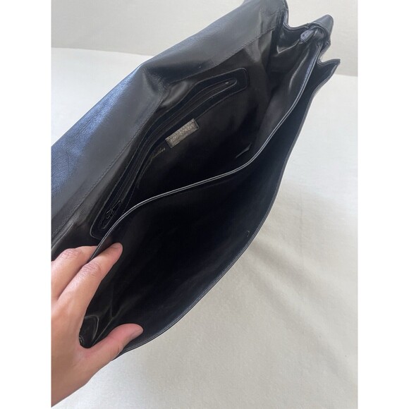 Vintage Robinson’s‎ Crescent Crossbody Genuine Leather Black Purse Made In Italy - Picture 8 of 16